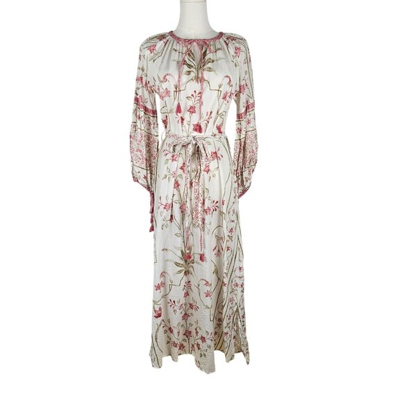 D' Ascoli Aisha Maxi Dress Linen Soft Rose Size Small Bohemian - Picture 2 of 15